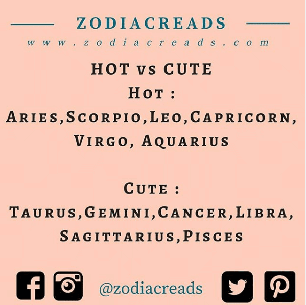Signs Hot vs Cute zodiacreads