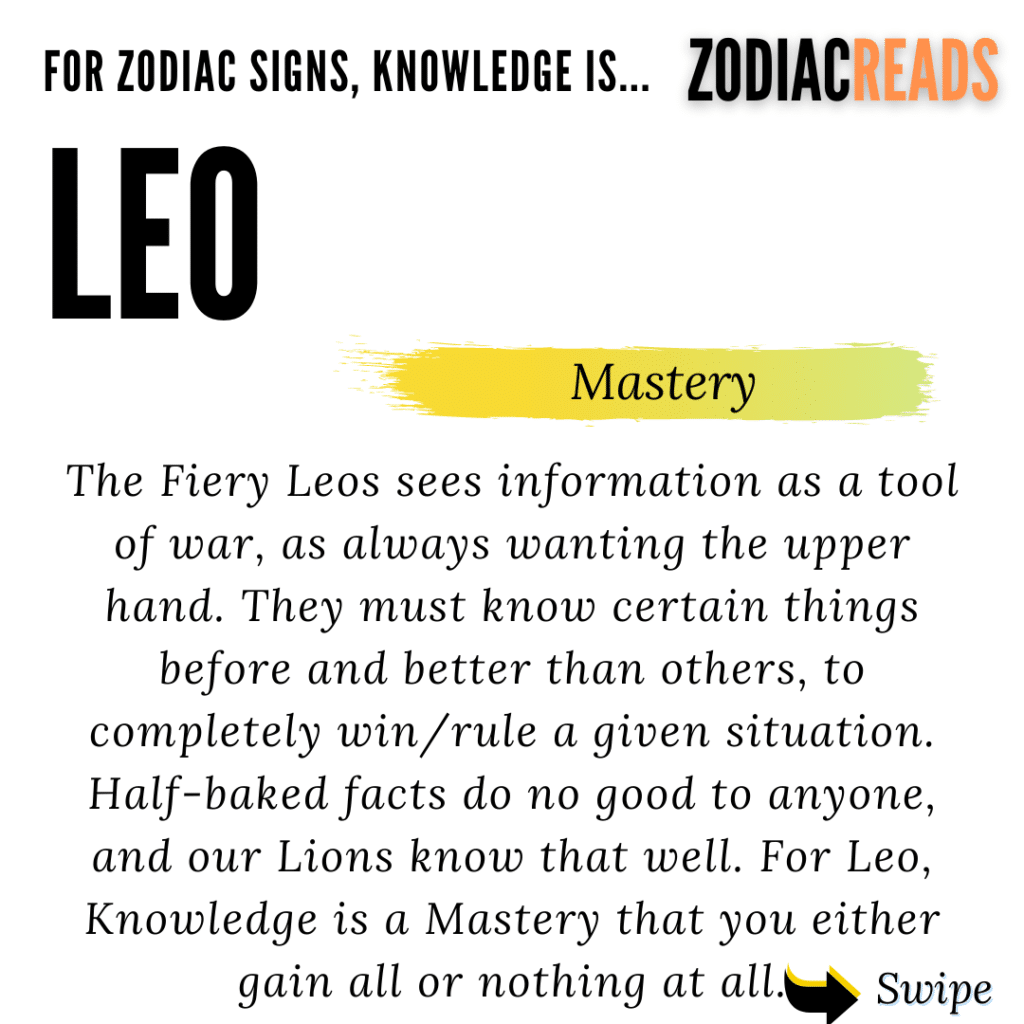 for zodiac signs knowledge is leo