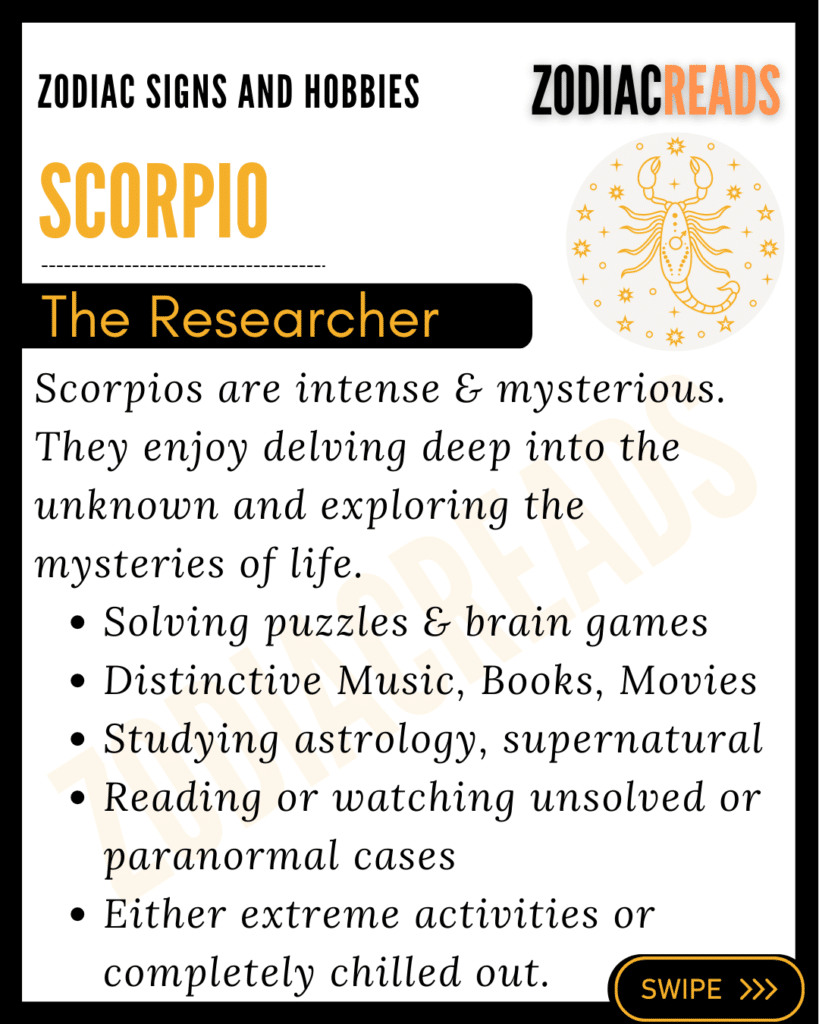scorpio hobbies