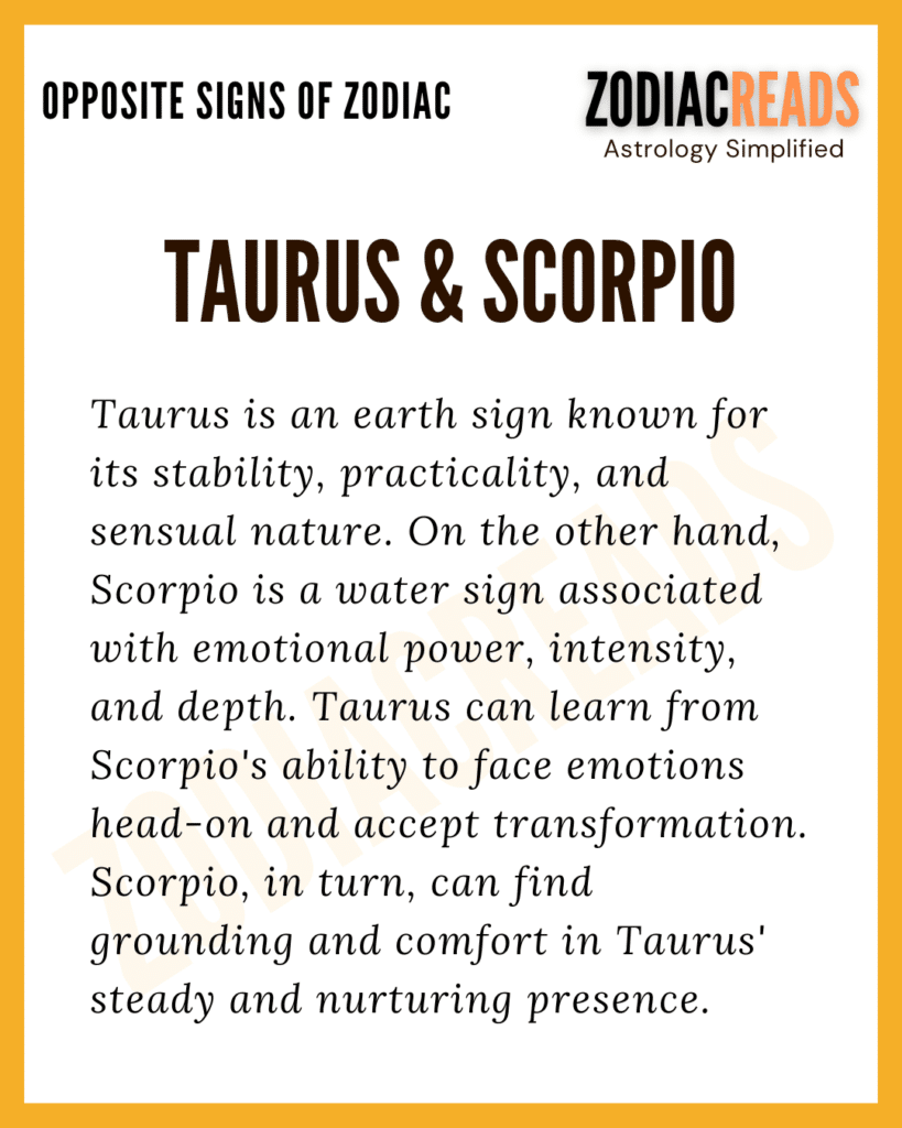 Taurus and Scorpio Opposites Signs in Zodiac - Zodiacreads